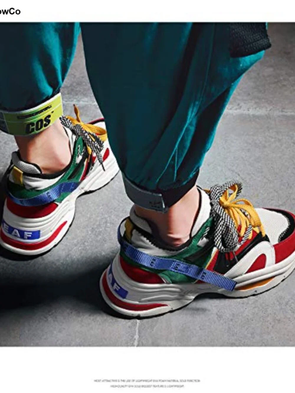 Retro Color Blocked Fashion Sneakers Suede PU Athletic Running Shoes